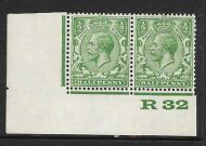 ½d Green Block Cypher Control R32 imperf UNMOUNTED MINT/MNH