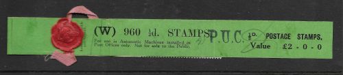 1929 ½d PUC Coil Leader with 2 stamps  Wax seal attached UNMOUNTED MINT