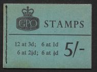 H53 5 - Wilding Crowns GPO booklet - Nov 1961 Wmk Inverted on some panes