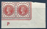 ½d Vermilion Jubilee control P imperf pair MOUNTED MINT