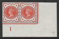 ½d Vermillion control I imperf pair MOUNTED MINT to top 2 stamps