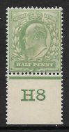 Sg 218 ½d Yellowish-Green Control H8 perf De La Rue MOUNTED MINT