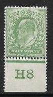 Sg 218 ½d Yellowish-Green Control H8 perf De La Rue Lightly MOUNTED MINT