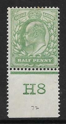 Sg 218 ½d Yellowish-Green Control H8 perf De La Rue MOUNTED MINT Tone spot