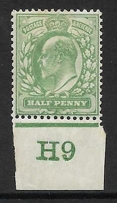 Sg 218 ½d Yellowish-Green Control H9 imperf De La Rue MOUNTED MINT MM