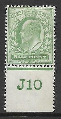 Sg 218 ½d Yellowish-Green Control J10 perf De La Rue Very light MOUNTED MINT