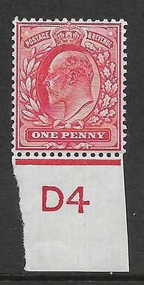 Sg 220 1d Scarlet Control D4 Imperf De La Rue UNMOUNTED MINT
