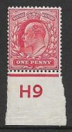 Sg 220 1d Scarlet Control H9 imperf De La Rue UNMOUNTED MINT