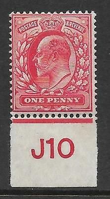 Sg 220 1d Scarlet Control J10 imperf De La Rue V.Light MOUNTED MINT