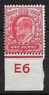Sg 220 1d Scarlet Control E6 imperf De La Rue V. Lightly MOUNTED MINT