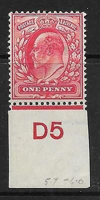 Sg 220 1d Scarlet Control D5 Imperf De La Rue V.L MOUNTED MINT
