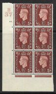 1937 1½d Brown Dark colours B37 49 Dot perf 5(E I) block 6 UNMOUNTED MINT