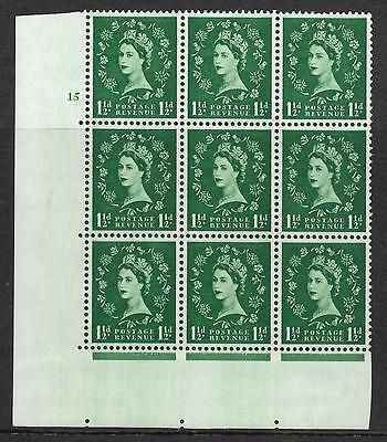 S28e 1½d Multi Crowns on Cream cylinder 15 No Dot perf type A(E I) MM in margin
