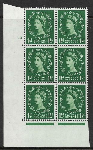 1½d Wilding Edward Crown cylinder 13 No Dot perf type A(E I) UNMOUNTED MINT