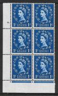 1d Violet Phosphor 9.5mm cylinder 4 Dot perf type F(L) UNMOUNTED MINT