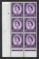 3d Wilding Green Phosphor cyl 41 No Dot perf type B(I/P) MOUNTED MINT in margin