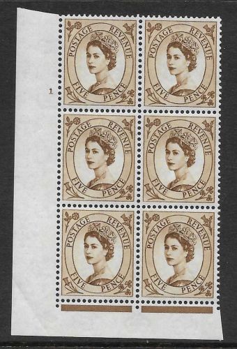 5d Wilding Violet Phosphor 9.5mm cyl 1 No Dot perf type F(L)(I E) UNMOUNTED MINT