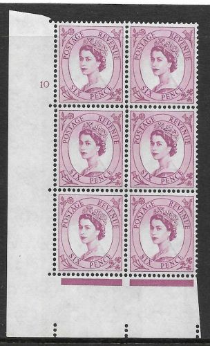 6d Wilding Blue Phosphor on White cyl 10 No Dot perf A(E I) UNMOUNTED MINT