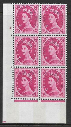 8d Wilding Violet Phos 9.5mm cyl 4 Dot perf type A(E I) UNMOUNTED MINT
