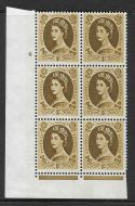 1/- Wilding Violet Phos 9.5mm cyl 4 No Dot perf type F (I/E) UNMOUNTED MINT