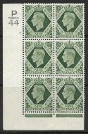 9d Dark colours Cyl P44 2 No Dot perf 2(I E) block of 6 UNMOUNTED MINT