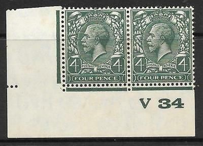 4d Green Block Cypher Control V34 imperf pair MOUNTED MINT