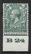 4d Green Block Cypher Control B24 imperf single MOUNTED MINT