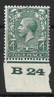 4d Green Block Cypher Control B24 imperf single MOUNTED MINT