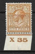 5d Brown Block Cypher Control X35 imperf single MOUNTED MINT