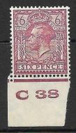 N42(5) 6d Purple Block Cypher Control C38 imperf single lightly MOUNTED MINT