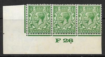 ½d Green Block Cypher Control F26 imperf strip of 3 UNMOUNTED MINT