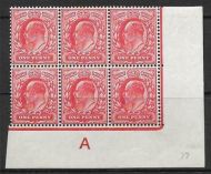 1d Scarlet Control A imperf perf type H1 Plate 77 MOUNTED MINT
