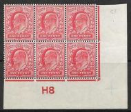 1d Scarlet Control H8 imperf perf type H1 plate 51 MOUNTED MINT