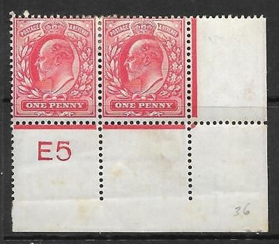 1d Scarlet Control E5 perf type V2a 12 pins plate 36 MOUNTED MINT