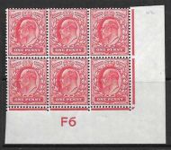 1d Scarlet Control F6 imperf perf type V2A plate 42 MOUNTED MINT