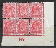 1d Scarlet Control H8 imperf perf type V2A plate 47 MOUNTED MINT