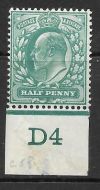 ½d Blue-Green Control D4 imperf - Cont rule lightly MOUNTED MINT