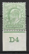 ½d Yellow-Green Control D4 imperf single with Co-ex rule MOUNTED MINT Hinged