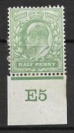 ½d Yellow-Green Control E5 imperf - with Co-ex rule MOUNTED MINT