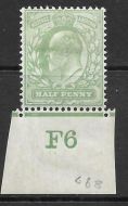 ½d Yellow-Green Control F6 imperf - single perf ext  Co-ex rule MOUNTED MINT