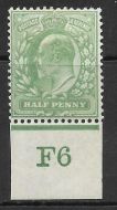 ½d Yellow-Green Control F6 imperf - with Co-ex rule MOUNTED MINT