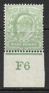 ½d Yellow-Green Control F6 imperf - with Co-ex rule MOUNTED MINT hinged