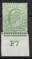 ½d Yellow-Green Control F7 imperf with Co-ex rule MOUNTED MINT
