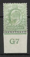 ½d Yellow-Green Control G7 imperf with Co-ex rule lightly MOUNTED MINT