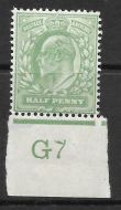 ½d Yellow-Green Control G7 imperf with Co-ex rule MOUNTED MINT MM