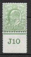 ½d Yellow-Green Control J10 perf with Co-ex rule very lightly MOUNTED MINT