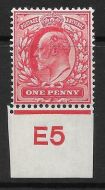 1d Scarlet Control E5 imperf single perf ext Co-Ex Rule lightly MOUNTED MINT