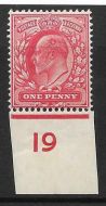 1d Scarlet Control I9 imperf with Co-Ex Rule lightly MOUNTED MINT