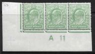 ½d Pale Bluish Green Harrison 15x14 Control A 11 perf V3 plate 63 MOUNTED MINT