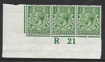 N14(7) ½d Deep Bright Green Control R 21 imperf MOUNTED MINT